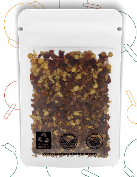 The back of a Bebe Spice Aleppo Pepper packet
