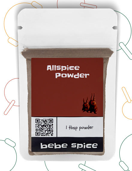 The front of a Bebe Spice Allspice Powder packet
