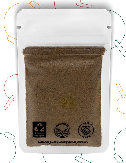 The back of a Bebe Spice Baharat Blend packet