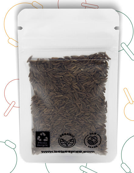The back of a Bebe Spice Caraway Seed  packet