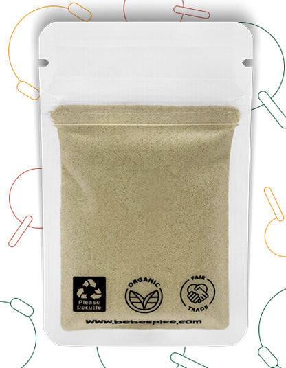 The back of a Bebe Spice ground Fenugreek packet