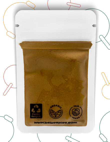 The back of a Bebe Spice ground Turmeric packet