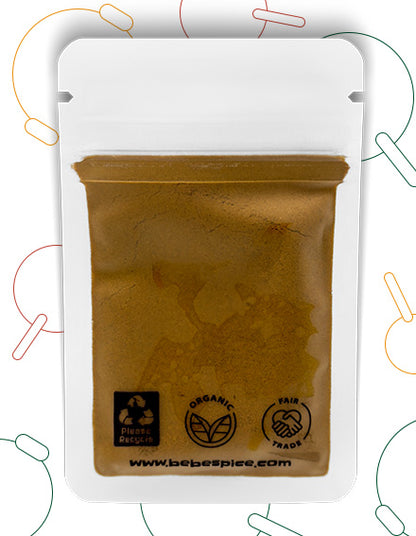 The back of a Bebe Spice ground Turmeric packet